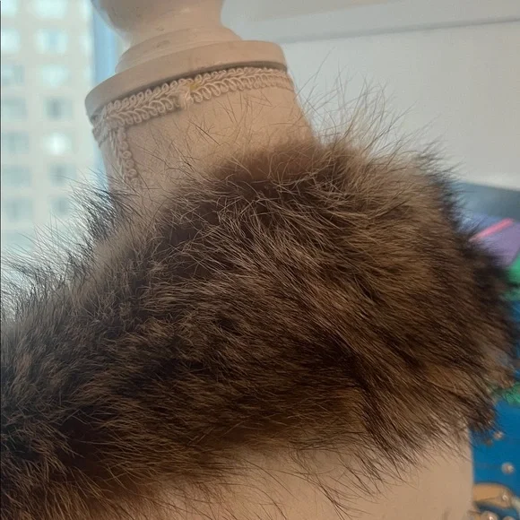 NWT 1960s 1970s Vintage Antique Raccoon Fur Collar Stole Scarf - Picture 5 of 7